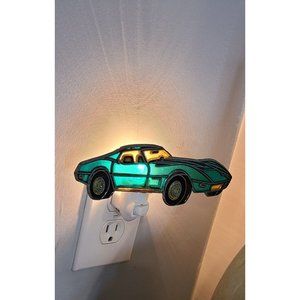 Suncatcher  **Green Corvette** Made into a Nightlight. Garage Man Cave